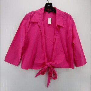 Alice & Trixie Top Large Cropped Blouse Tie Front Collared NWT *